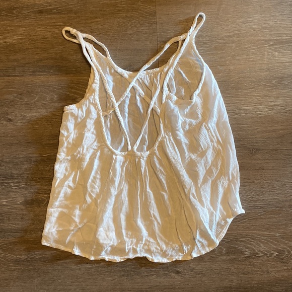 Roxy White Strappy Crossback Tank Top Size M - Picture 2 of 4